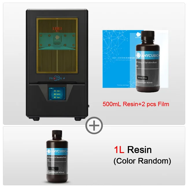 ANYCUBIC Photon-S SLA 3D принтер с 500 лм УФ смолы 3d Принтер Комплект impressora 3d imprimante sla принтер photon s anycubic - Цвет: Black Add 1L