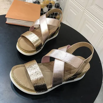 

Women's Wedges Shoes For Women Vintage Women Sandals 2020 Summer Women's Fashion Soft Sole Open Toe Shoes Roman Platform Sandals