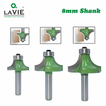 

LAVIE 3pcs 8mm Corner Round Over Router Bit with Bearing 1/2" 3/4" 1" Milling Cutter for Wood Woodwork Tungsten Carbide MC02013