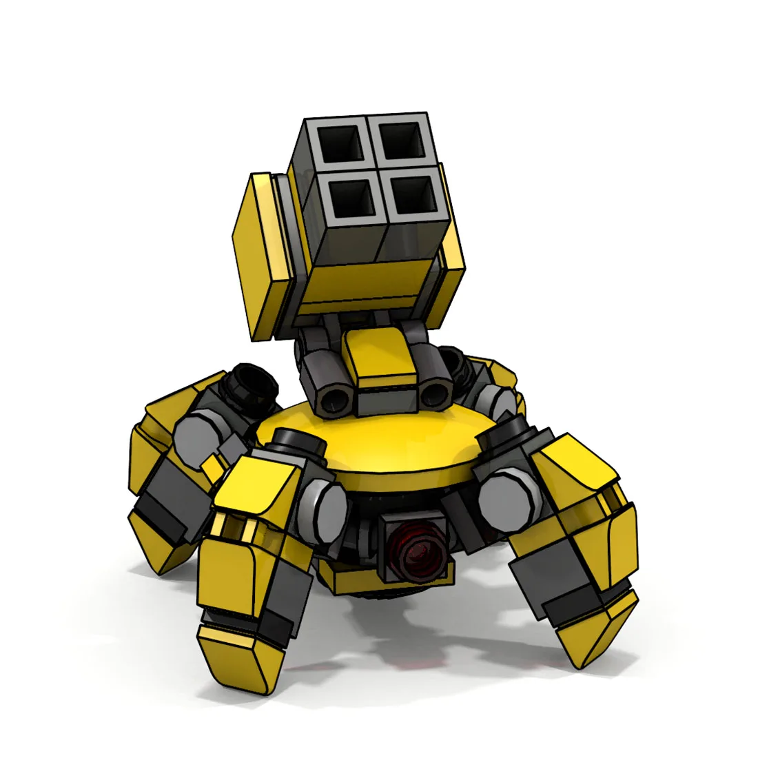 

83Pcs MOC Mini Multi-legged Cannonry Model Small Particle Building Blocks Educational Toy Set - Yellow