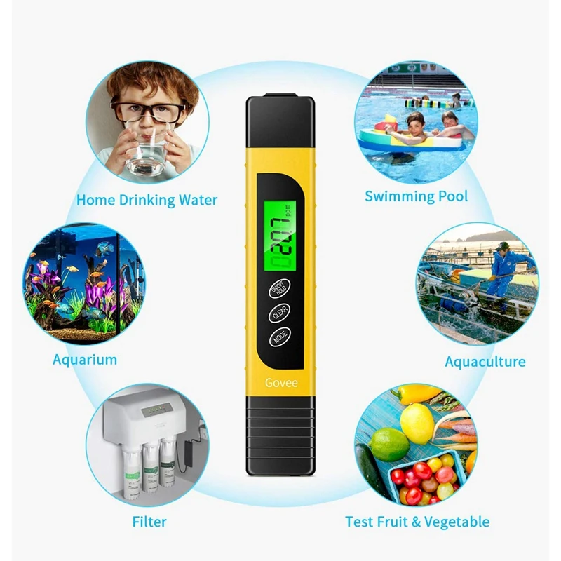 Promotion! 3 in 1 TDS Meter, Govee accurate Water Quality Tester with Backlit Screen, TDS, EC and Temperature 0-9999 Ppm Portabl