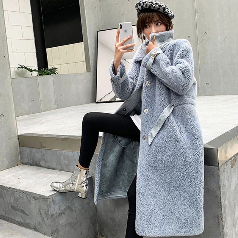 Real Fur Coat Female Autumn Winter Women Clothes 2019 Korean Vintage Sheep Shearling Wool Jacket Tops Manteau Femme ZT4342 |