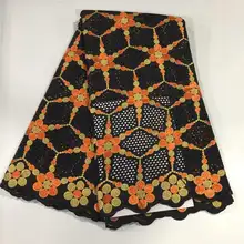 Новейшая хлопковая африканская кружевная ткань высокое качество швейцарская вуаль Африканская Хлопковая кружевная ткань для вечерние платья 5 ярдов! LCF1233