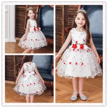 Новинка; платье для девочек; Летнее Детское платье принцессы с цветочным принтом и модными рукавами; Детские Вечерние платья на выпускной; свадебное платье для девочек; платье для малышей