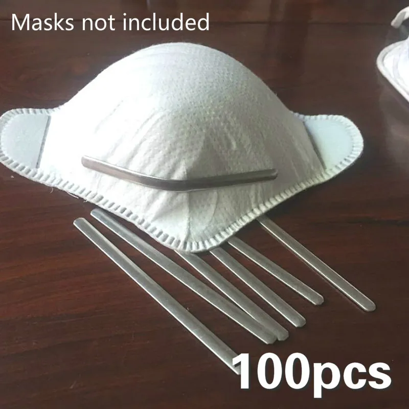 

100pcs Adjustable Hot Melt Adhesive Aluminum Mask Nose Bridge Clip Strip for Face Mask Nose Adjuster Wire Diy Making