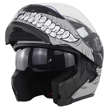 

Ventilate Motorcycle Helmet Flip up Dual Visors casco capacete moto Soman SM-X5 Motorbike Helmets Full Face Classic Retro DOT