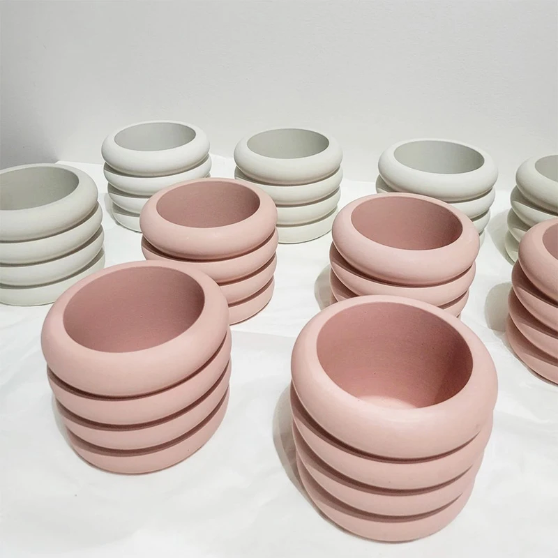 Donuts Cement Candle Vessel Silicone Mold Round Concrete Storage Tank