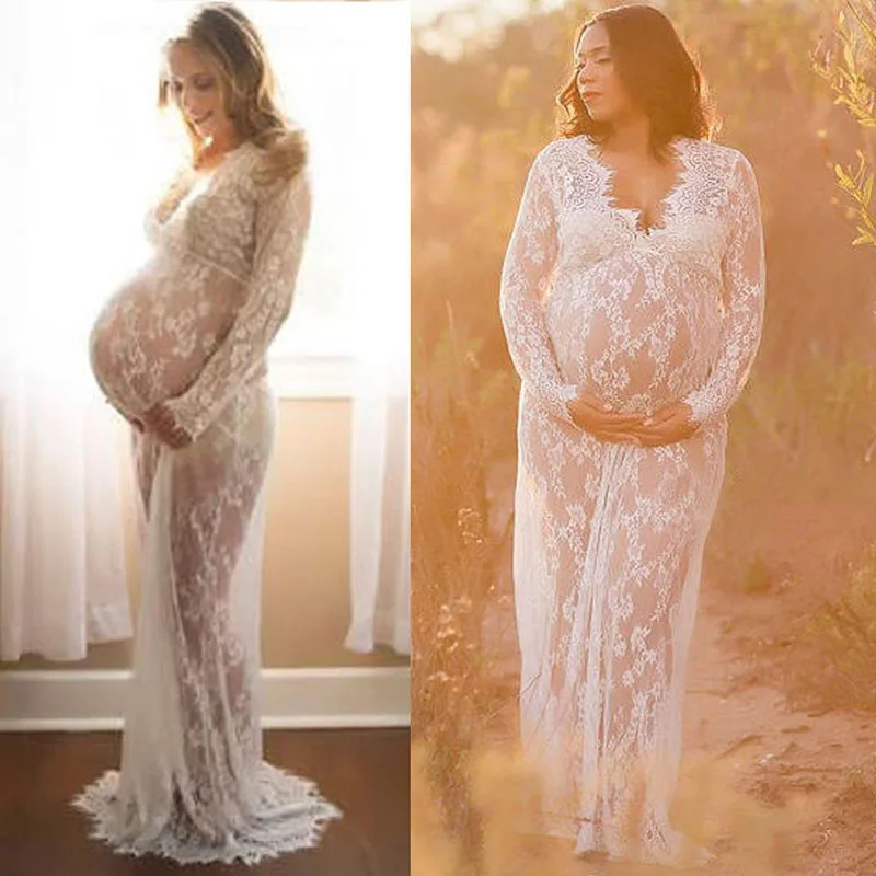 Платье для беременных фотография Длинное Макси Одежда для беременных кружевное платье для беременных Необычные фотографии платье для беременных женщин