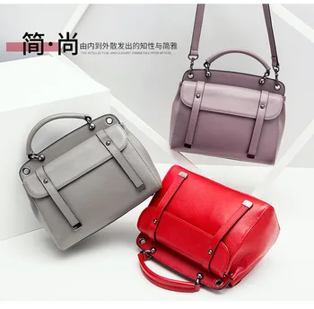 

2018 nian Early Spring New Style Genuine Leather Hand First Layer Cowhide Leather Single-shoulder Bag Simple Casual Handbag Hand
