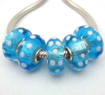 

JGWG1915 5X 100% Authenticity S925 Sterling Silver Beads Murano Glass beads Fit European Charms Bracelet diy jewelry Lampwork