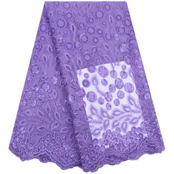 

Purple French Nigerian Milk Silk Laces Fabrics 2019 High Quality Tulle African Dry Laces Fabric With Sequins For Wedding 1735
