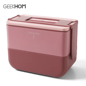 

2 in 1 Japanese Lunch Box for Kids and Adult Microwave LunchBox Eco-Friendly Heated Food Container Bento Box Dinnerware
