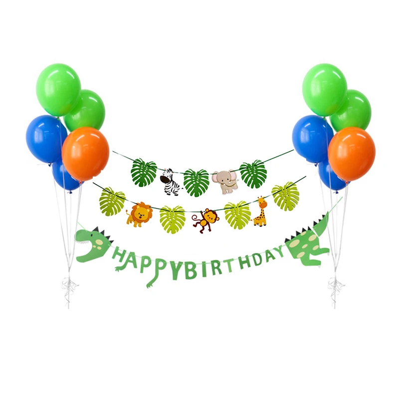 Dinosaur Party Balloons Jungle Decoration Baby Shower Boy Girl 1st Birthday Decorations Kids Forest Party Hat Banner Supplies04
