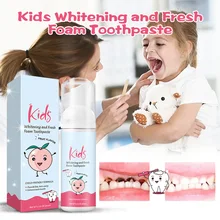 

Kids Toothpaste Foam Toothpaste Toothbrush Peach Flavor Teeth Stains RemovalWhitening Mousse Reduce Bad Breath for Kids Children