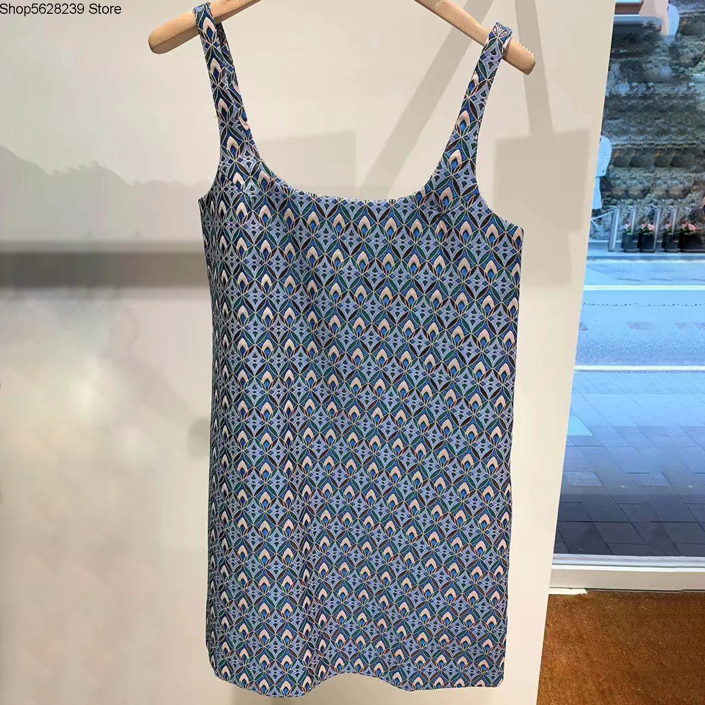 

Law Single 2020 Summer Sleeveless Jacquard Vest Sling Printing Women's Wear A Word Dress 20034