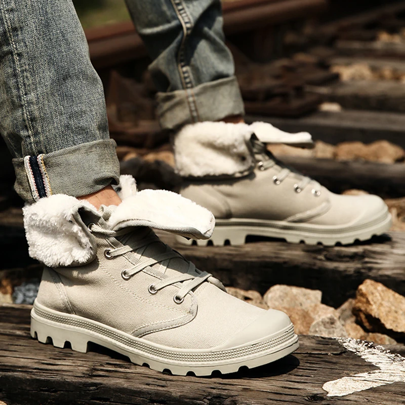 

Women Spring and autumn Shoes Solid Color Boots Plush canvas Shoes Women Keep canvas Boots Female