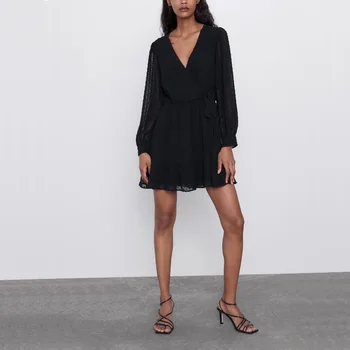 

Summer Women's Jumpsuit Casual Solid Color V-neck Long Sleeve Tulle Jumpsuit