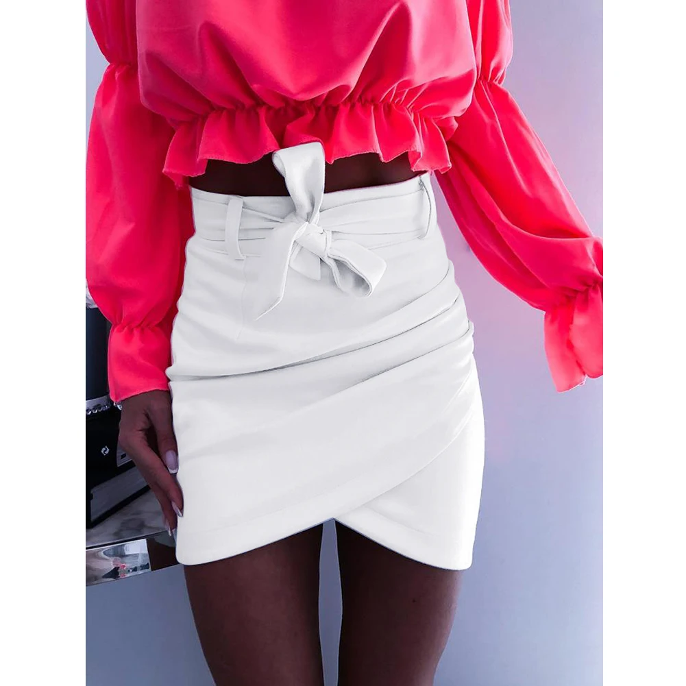 Новое поступление Женская юбка с высокой талией облегающая Повседневная летняя мини-юбка карандаш Женская одежда - Цвет: Белый