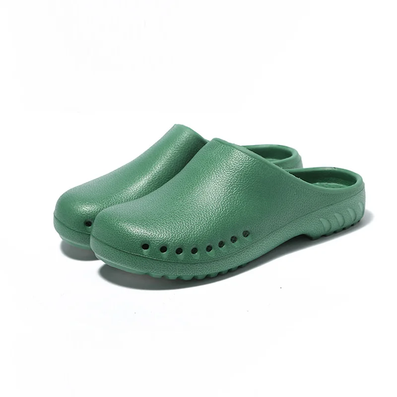 EVA скраб Сабо анти-пирсинг Антистатическая медицинская обувь Легкие резиновые шлепанцы Тапочки дышащая обувь для медсестры обувь повара - Цвет: green