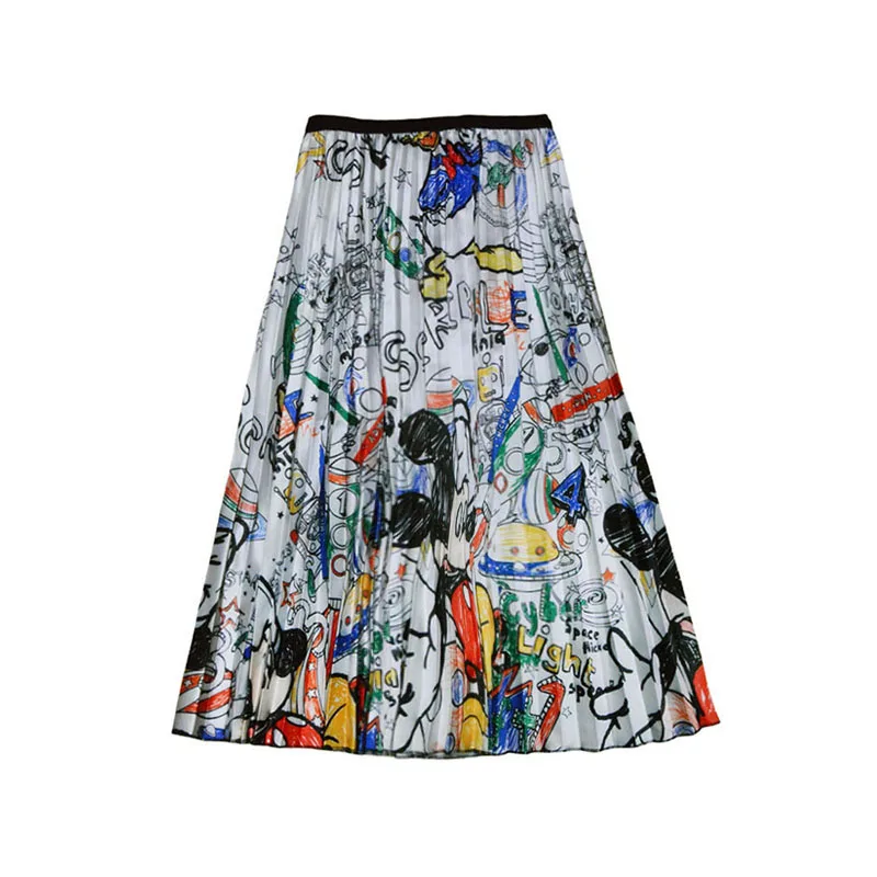 UIDEAZON EWomen's летнее платье мышки с героями мультфильмов плиссированные большие качели для девочек средней длины с высокой талией эластичные женские плиссированные юбки Falda SP9527