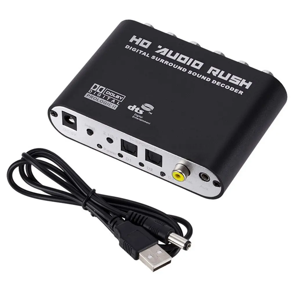 Цифровой 5 1 аудио декодер Dolby Dts/Ac-3 оптический до 1-канальный RCA аналоговый