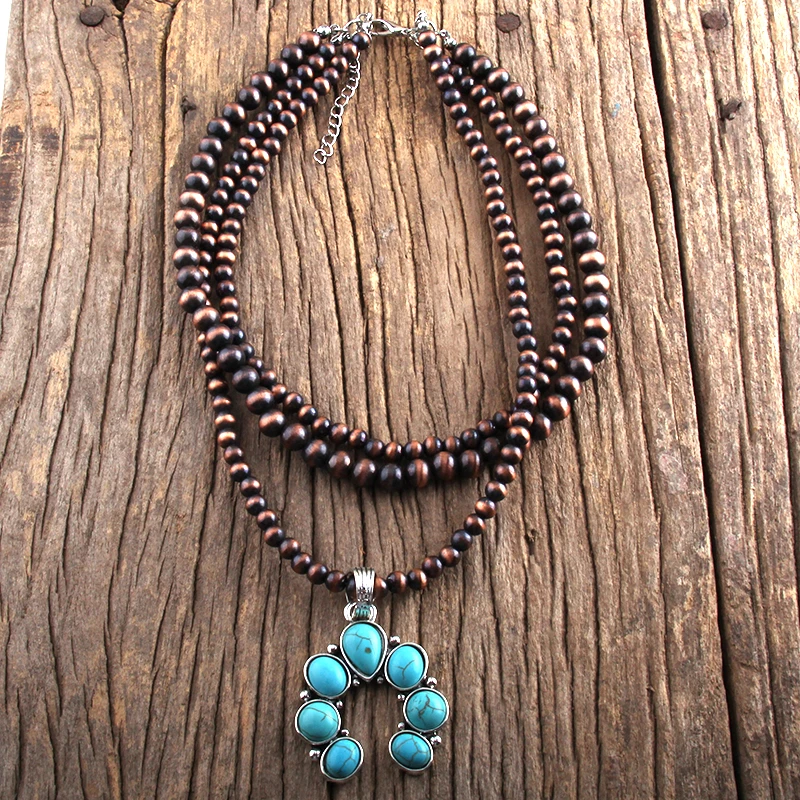 RH Fashion Boho Jewelry 3 Layer Gray Drawing CCB Moon Metal Stones Necklaces Women Bohemia Necklace Gift Dropship