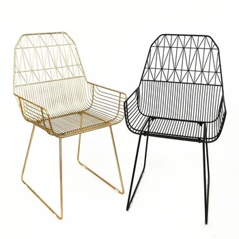 

European-style gold hollow wire chair creative home iron dining chair simple casual casual milk tea shop coffee shop chair