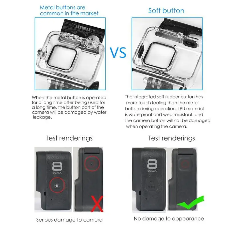 60m Подводный Водонепроницаемый чехол для Gopro Hero 8 Black Sport camera
