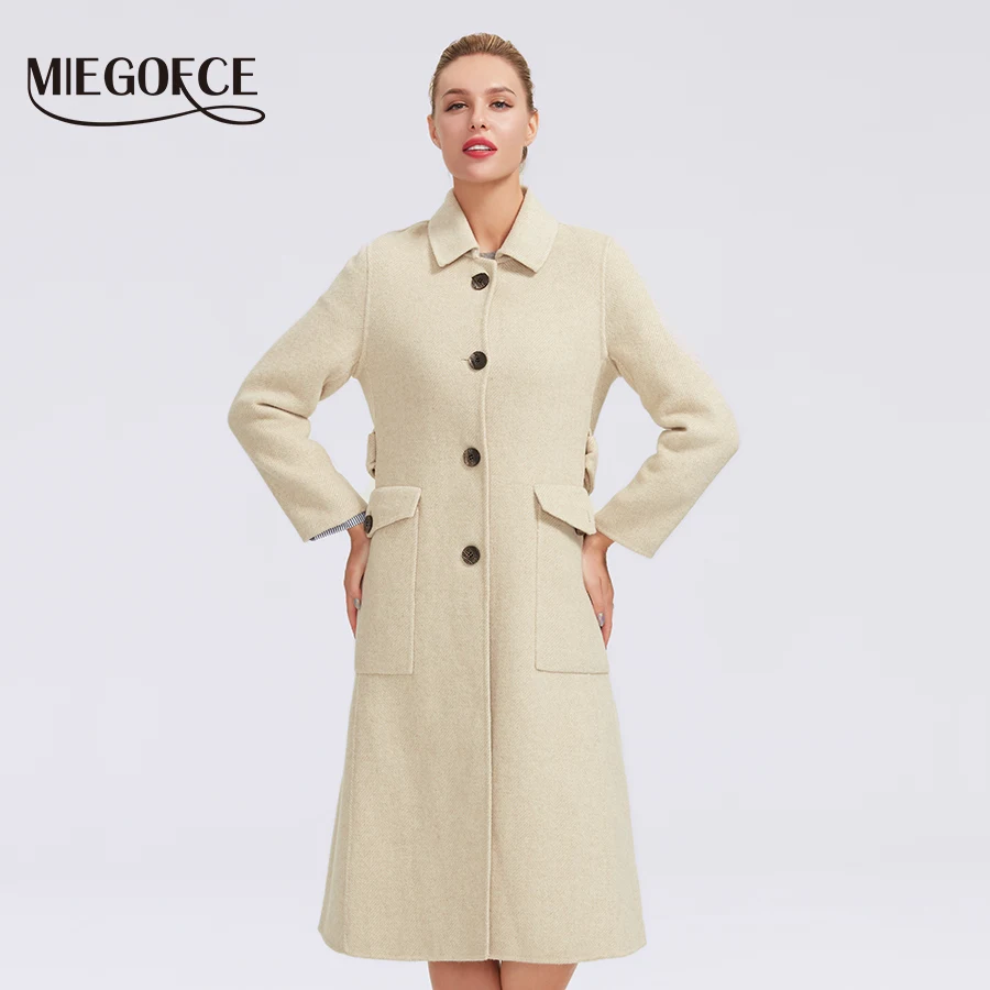 MIEGOFCE Женские кашемирное пальто зимние длинные пальто дизайн голливудские теплые х-длинные оверсайз имитация кашемира пальто светло-серый