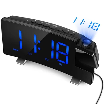 

AFBC Projection Alarm Clock, 7 inch LED Curved-Sn Large Digital Display, Adjust Brightness Automatically, 12/24 Hour,Dual Al