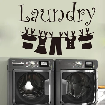 

Large Laundry Room Cloth Wall Sticker Washroom Laundry Room Clothpins Wall Decal Vinyl Home Decor