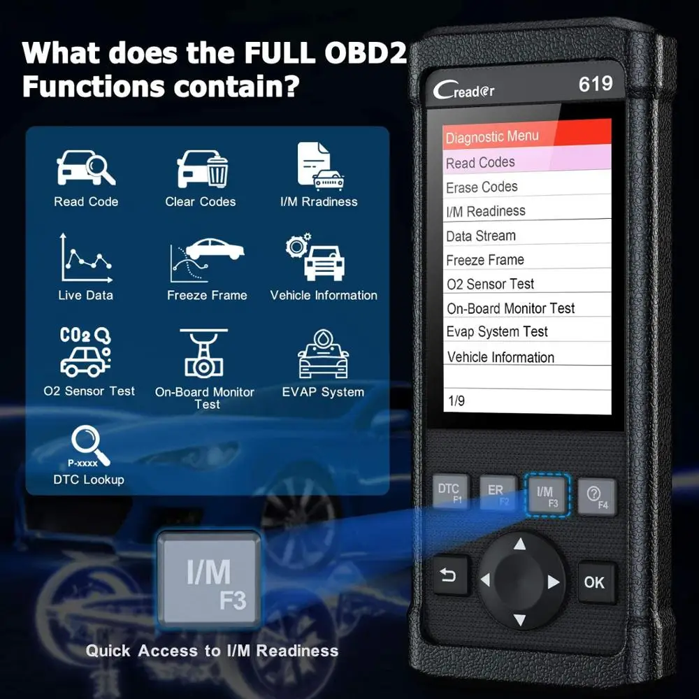 US $78.67 Launch Cr619 Obd2 Scanner Engine Abs Srs Odb2 Scan Tool MultiLanguage Launch Obdii Code Reader Car Diagnostic Tool Free Update