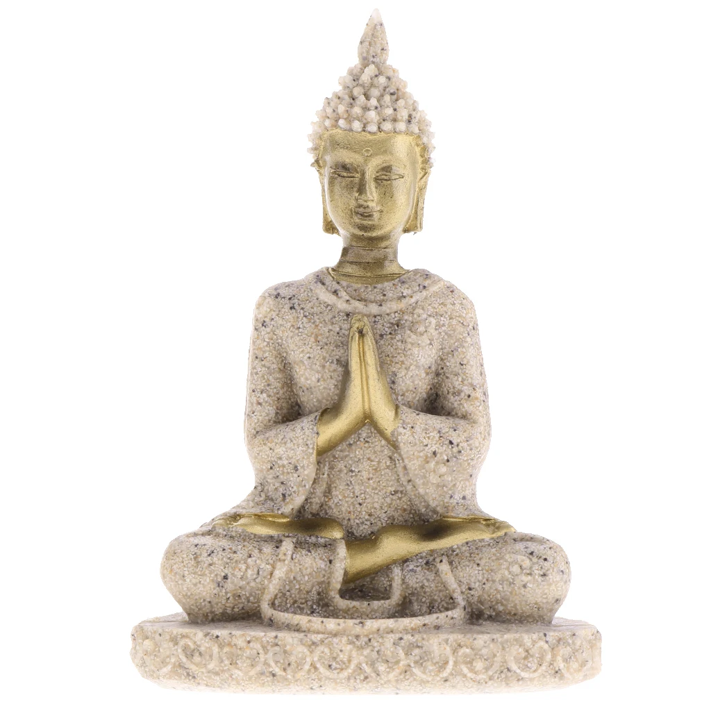 The Hue Sandstone Meditation Buddha Statue Sculpture Hand Carved Figurine Seated Ganesh Buddha Hand Carved Statue
