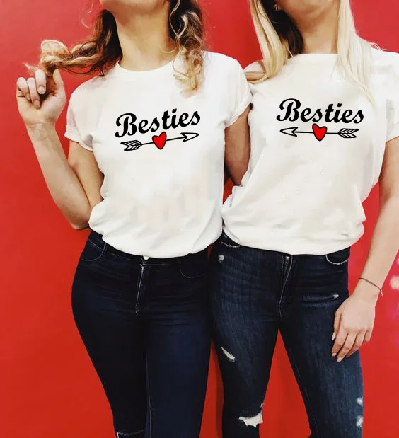 Besties Повседневная футболка с надписью Best Friend BFF Sister для женщин девочек влюбленных