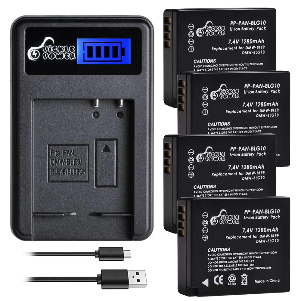 Зарядное устройство с двумя USB портами для Panasonic LUMIX GF5 GF6 GX7 GX9 LX100 GX80 GX85 4 шт. 1280