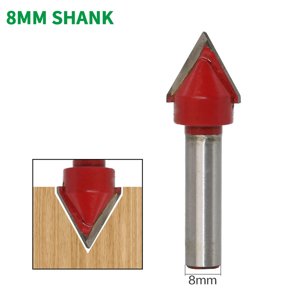 

1PC 8MM Shank Milling Cutter Wood Carving V Groove Milling Cutter Straight End Mill Trimmer Cleaning Flush Trim Wood Router Bit