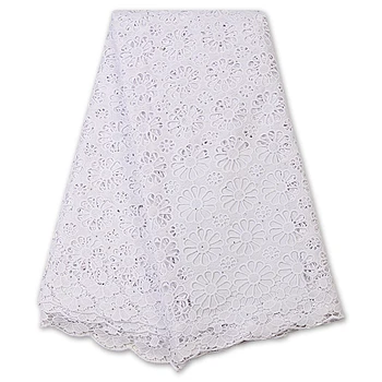 

XIYA African Lace Fabric 2020 High Quality Lace White Embroidery Nigerian Lace Bridal Fabrics For Wedding Party Sewing QF3571B-2