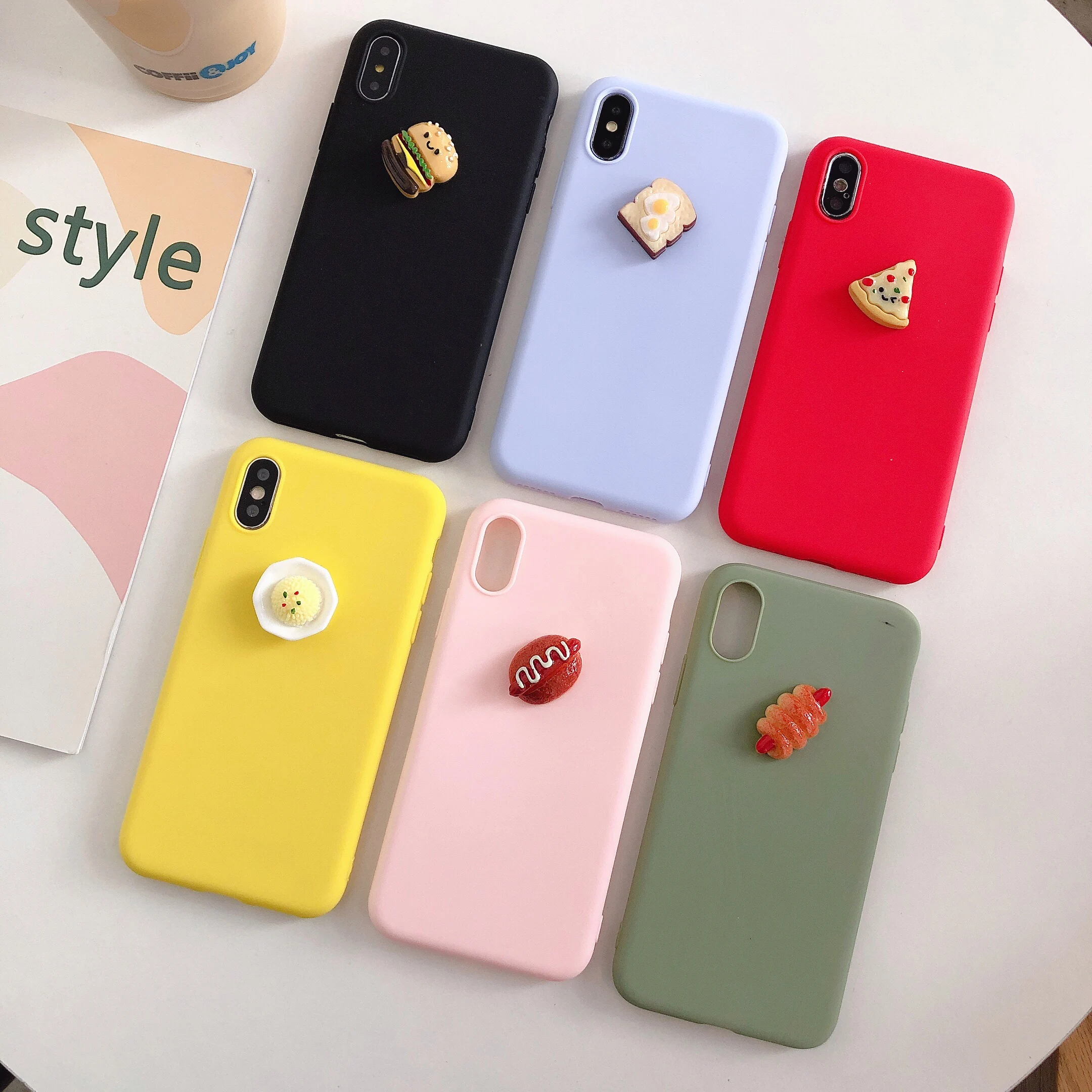 3D милый чехол с изображением поросенка, собаки, панды, медведя DIY для Xiaomi Redmi Note 8 Pro, пицца, бургер, крышка для торта, для Redmi K20, S2, Note 5, 6, Pro, мягкий чехол