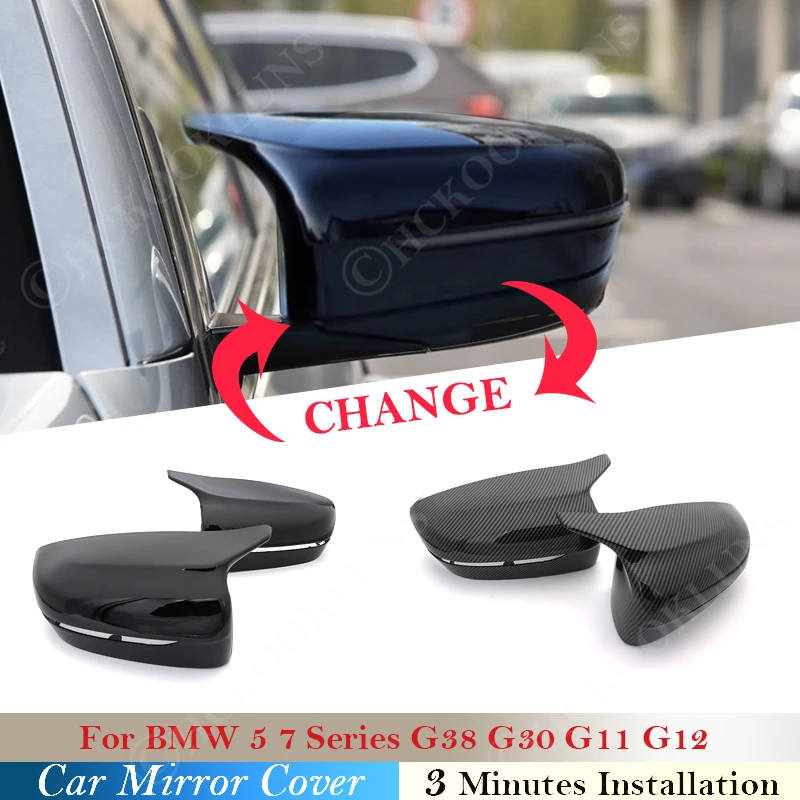 

For BMW 5 7 Series G30 G38 G11 G12 Car Rear View Side Wing Mirror Cap black Carbon Fiber pattern car accessories 2017 2018 2016