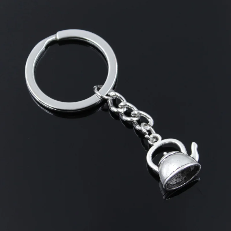 Neue mode männer 30mm keychain DIY metall halter kette vintage teekanne wasserkocher 20x17x10mm silber farbe anhänger Geschenk