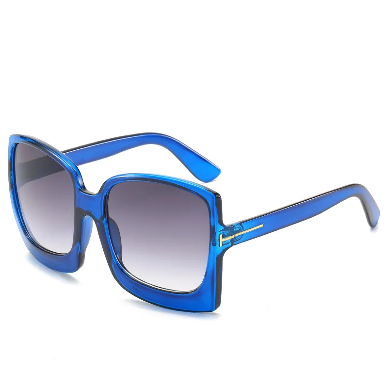 Higodoy, модные, негабаритные, женские солнцезащитные очки, брендовые, дизайнерские, пластиковые, женские, большая оправа, градиентные, солнцезащитные очки, UV400, gafas de sol mujer - Цвет линз: Blue