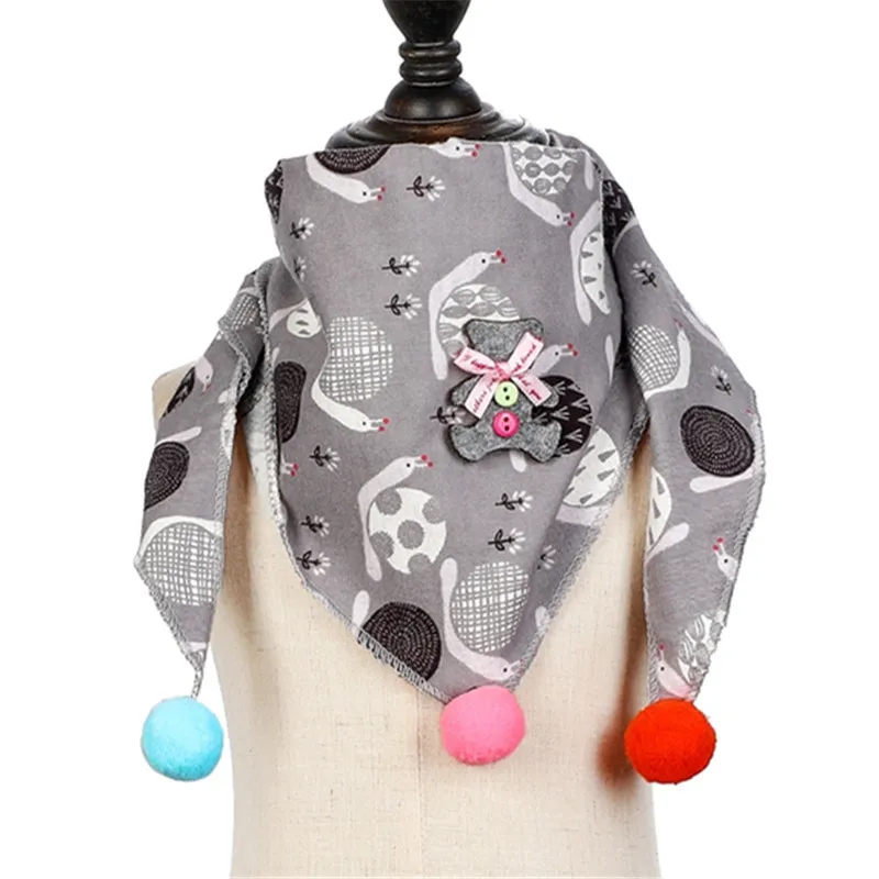 Новинка; Весенний треугольный шарф для маленьких девочек; осенне-зимняя шаль в горошек для маленьких мальчиков; детский хлопковый шейный платок; теплый детский шейный платок - Цвет: grey snails