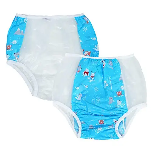2PCS Dadious abdl adult baby pants incontinence elastic band plastic reusable DDLG PVC men's underwear Red diapers XL | Мать и