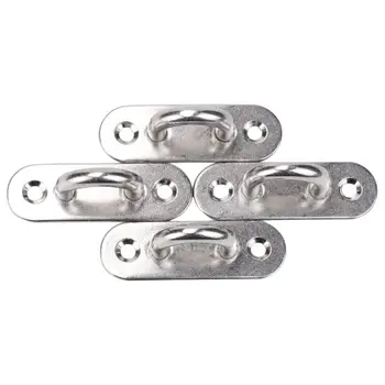 

6Pcs 5mm Stainless Steel Eye Plate Oblong Pad Eye Plate Metal Staple Ring Hook Hardware U90C