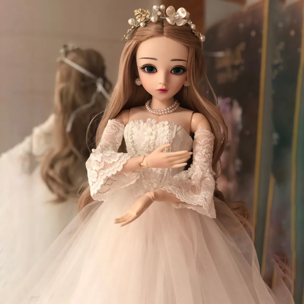 60 см BJD 1/3 куклы для девочек с свадебным платьем парики обувь макияж 100% ручная