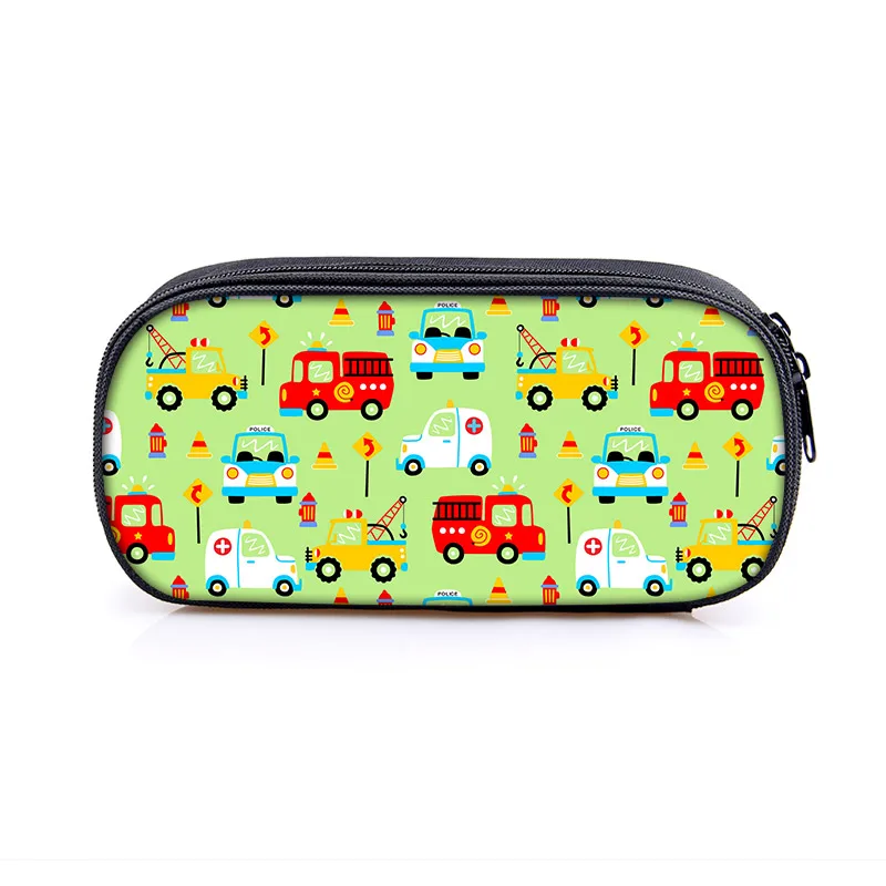 Cartoon Fire Truck Excavator Crane Cosmetic Case Pencil Bag Kids Stationary Bag Engineering Vehicle Pencil Box School Supplies 3