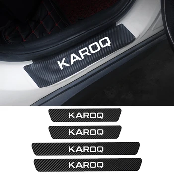 

4PCS Carbon Fiber Car Door Sill Scuff Guards Cover Stickers For Skoda Karoq 2018 2019 2020 Threshold Protector Accessories