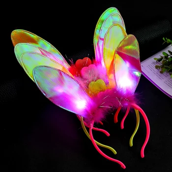 

Led Flashing Rabbit Ears Headband Flash LED Hair Bands Bow Light Up Prom Dress Up Rave Toy for Halloween Xmas Party Supplies