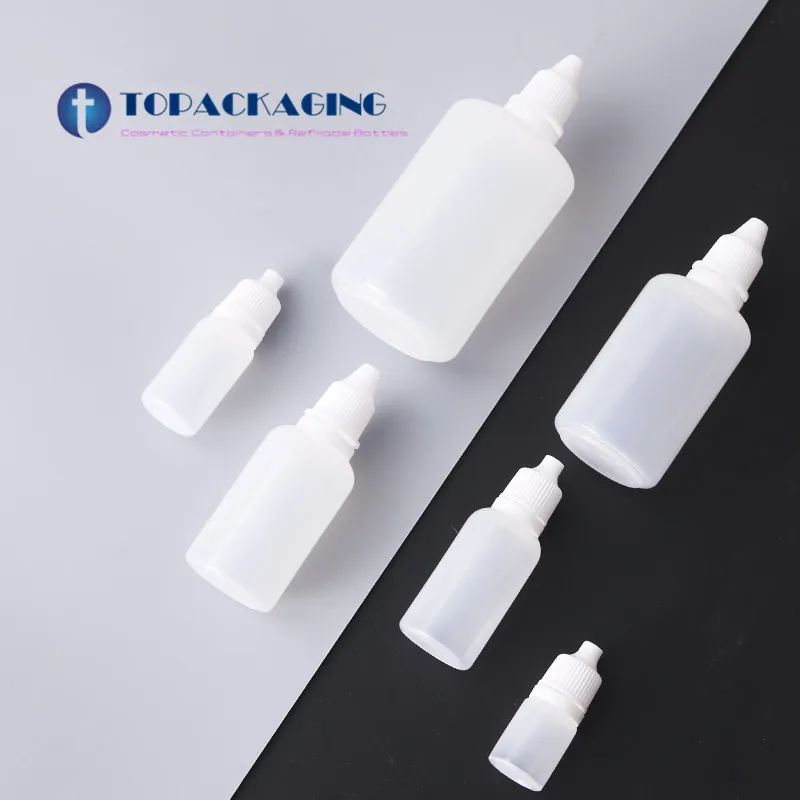 100PCs*5/10/20/30/50/100ml Empty Plastic Extrudable Dropper Bottle Eye Liquid Dispenser Squeezable Pressure Tamper Evident Cap