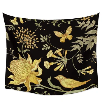 

Golden Azalea Bird Butterfly Wall Tapestry Home Wall Decor Bedroom Tapestry Tapestry Wall Hanging Yoga Mat Picnic Mat